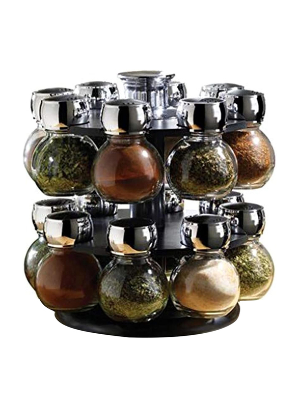 Spice Jar Rack Set, 12 Pieces, Silver/Clear