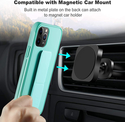 Apple iPhone 12/12 Pro Slim Hard Silicone Gel Rubber Premium TPU Foldable Magnetic Kickstand Mobile Phone Case Cover, Mint