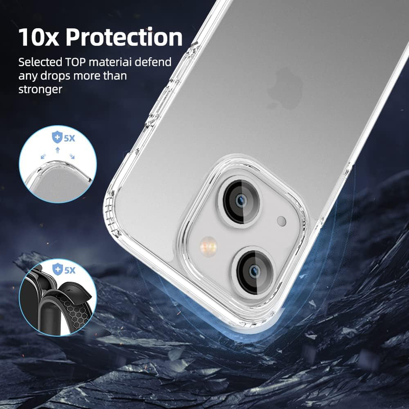 X-Level 6.7-inch Apple iPhone 14 Plus (2022) Frosted Translucent Thin Military Grade Drop Protection Anti-Drop Hard PC Slim Protective Mobile Phone Case Cover with Soft Silicone Edge, Clear