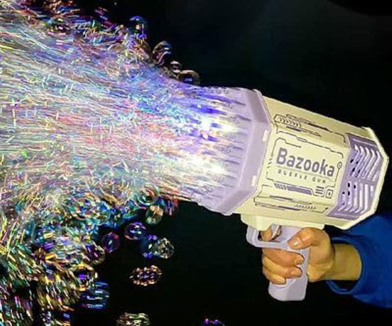 69 Holes Bazooka Bubble Machine with Colourful Light Bubble Maker Gun, Multicolour