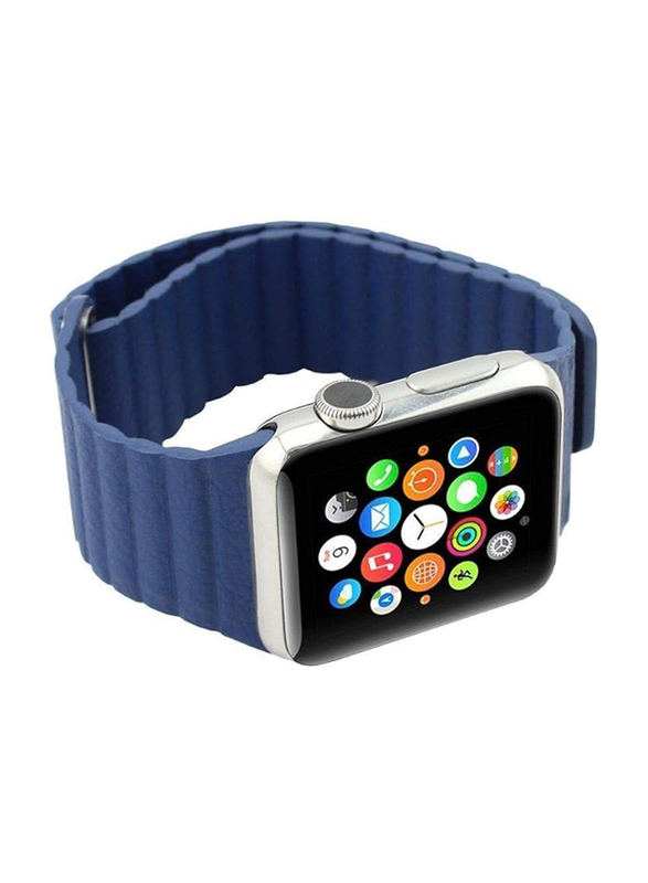 Ozone Magnetic Leather Wrist Loop Strap for Apple Watch 42mm, Midnight Blue