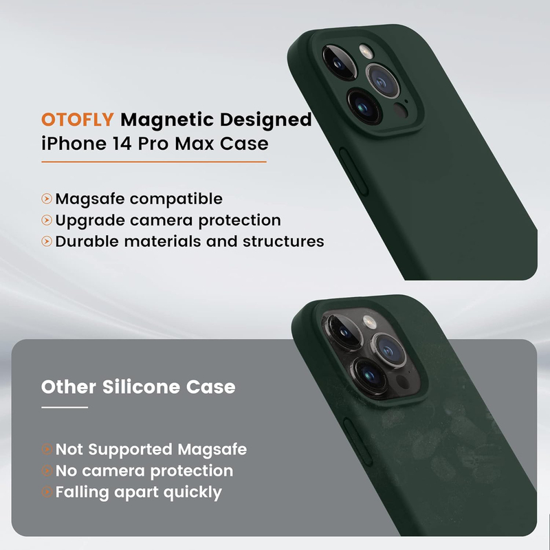 Otofly Apple iPhone 14 Pro Max MagSafe Shockproof Silicone Mobile Phone Case Cover, Alpine Green