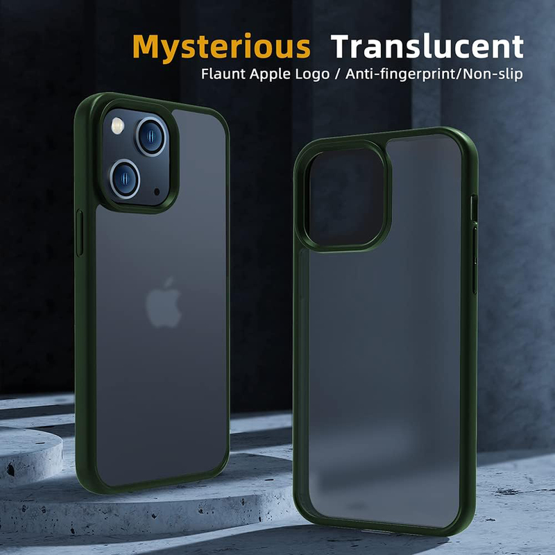 X-Level Apple iPhone 14 Plus 6.7-inch Translucent Matte Hard PC Back with Soft TPU Bumper Shockproof Slim Fit Military Grade Drop Protection Mobile Phone Case Cover, Green