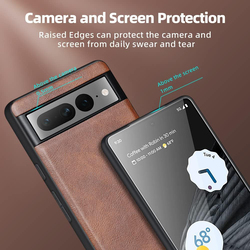 X-Level Google Pixel 7 Pro (2022) PU Leather Soft TPU Bumper Shockproof Mobile Phone Case Cover, Brown