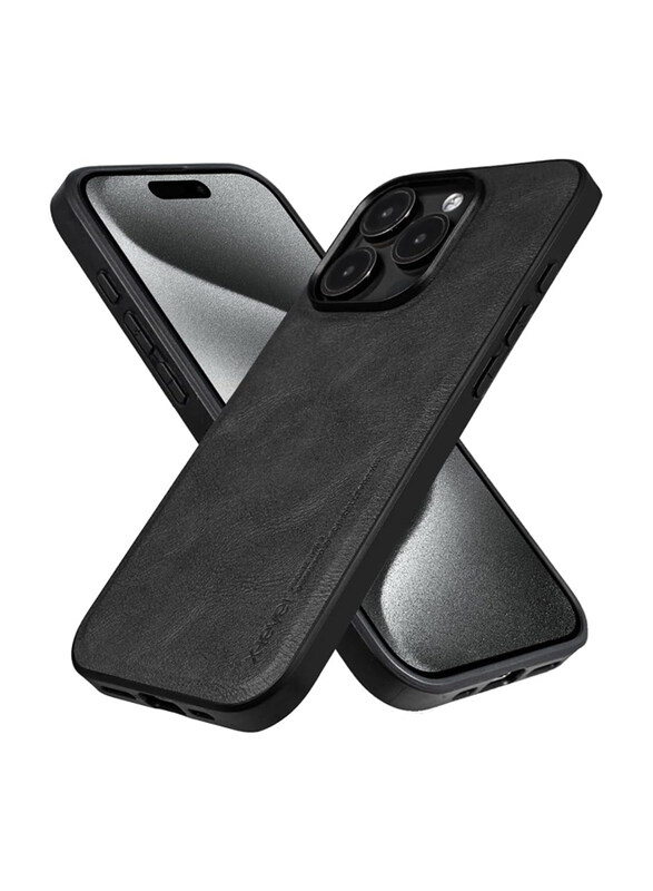 

X-Level Apple iPhone 15 Pro Max Slim Protective Premium PU Leather Mobile Phone Case Cover, Black