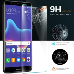 ELTD Huawei Y9 2018 Anti-Scratch Full Coverage Tempered Glass Screen Protectors, Clear