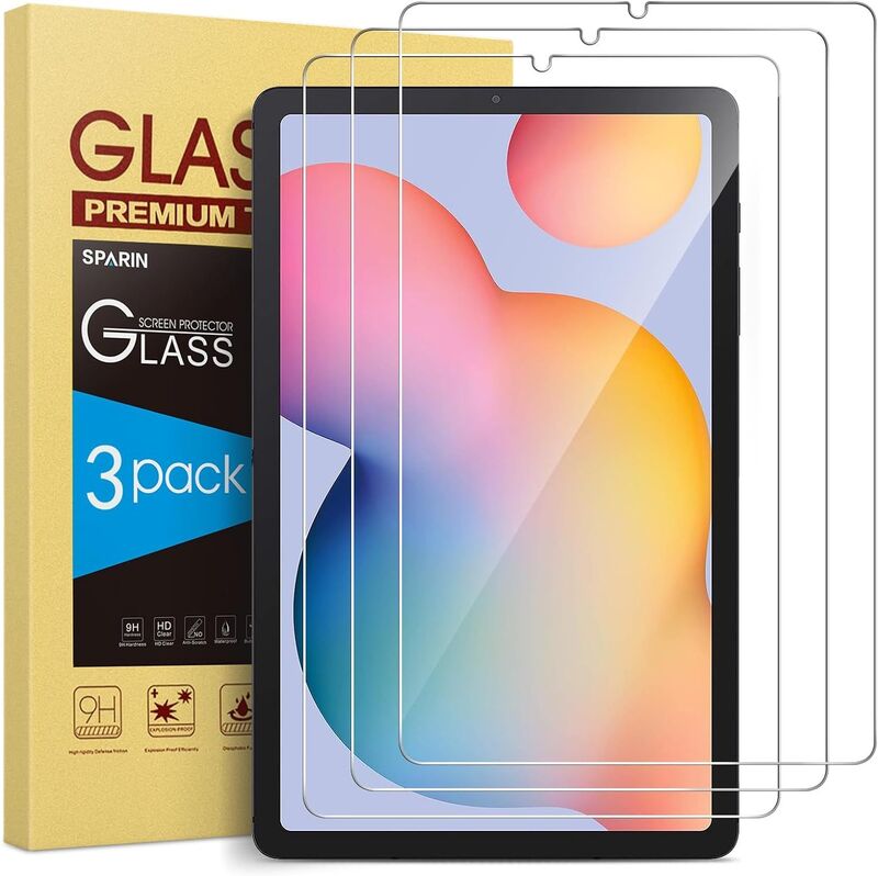 

Generic 10.4-inch Samsung Galaxy Tab S6 Lite Sparin Scratch Resistant Bubble Free 9H Hardness Tempered Glass Screen Protector with S Pen, 3 Pieces, Clear