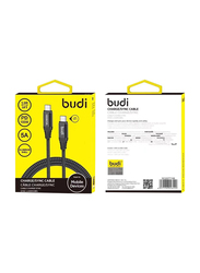 Budi 1.5-Meter Sync Power Delivery 100W 5A Fast Charging Aluminium Shell USB Type-C Cable, USB Type-C to USB Type-C for Smartphones/Tablets, Black