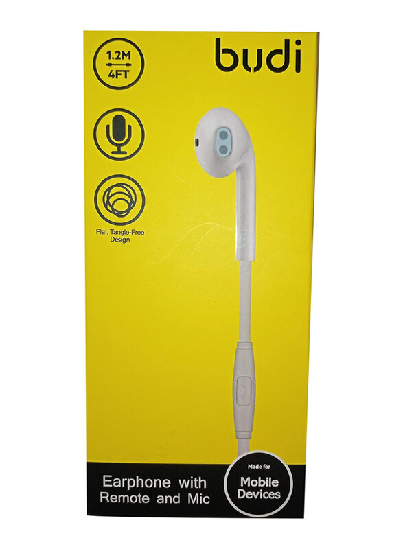 

Budi Single In-Ear Wired Earphone with Remote and Mic, White