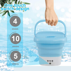 Mini Portable Foldable Washer & Spin Dryer Small Foldable Bucket Washing Machine, Blue