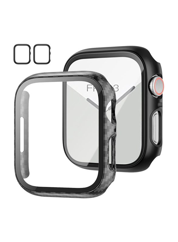 JZK Slim Guard Bumper Full Coverage Hard PC Thin Case with Tempered Glass Screen Protector for Apple Watch Series 8/7 & iWatch 41mm, 2 Pieces, Multicolour