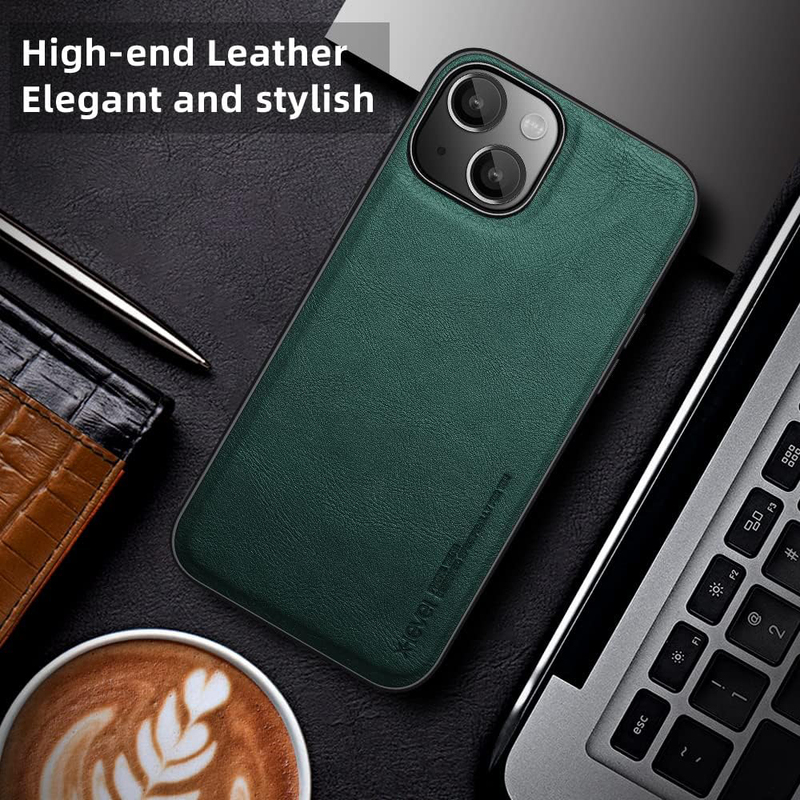 X-Level Apple iPhone 14 2022 Premium PU Leather Slim Protective Business Design Luxury Rugged Shockproof Anti-Scratch Mobile Phone Case Cover, Green