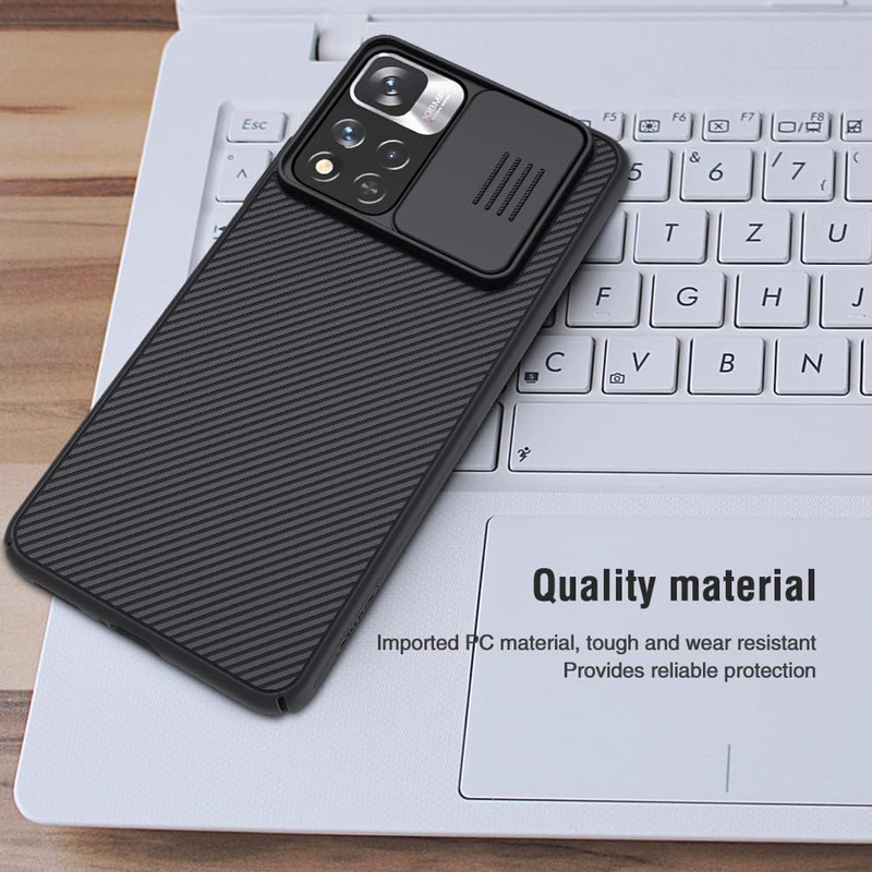 Xiaomi Redmi Note 11 Pro/Note 11 Pro Plus 5G Nillkin CamShield Slim Protective Hard PC TPU Ultra Thin Anti-Scratch Mobile Phone Case Cover with Slide Camera Protector Cover, Black