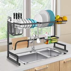 Habilife Stainless Steel Drying Rack Over Sink, DD-YJX9006/LB877, Black