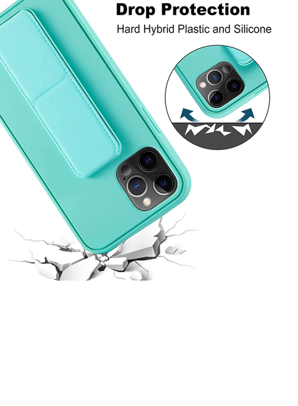 Apple iPhone 12/12 Pro Slim Hard Silicone Gel Rubber Premium TPU Foldable Magnetic Kickstand Mobile Phone Case Cover, Mint