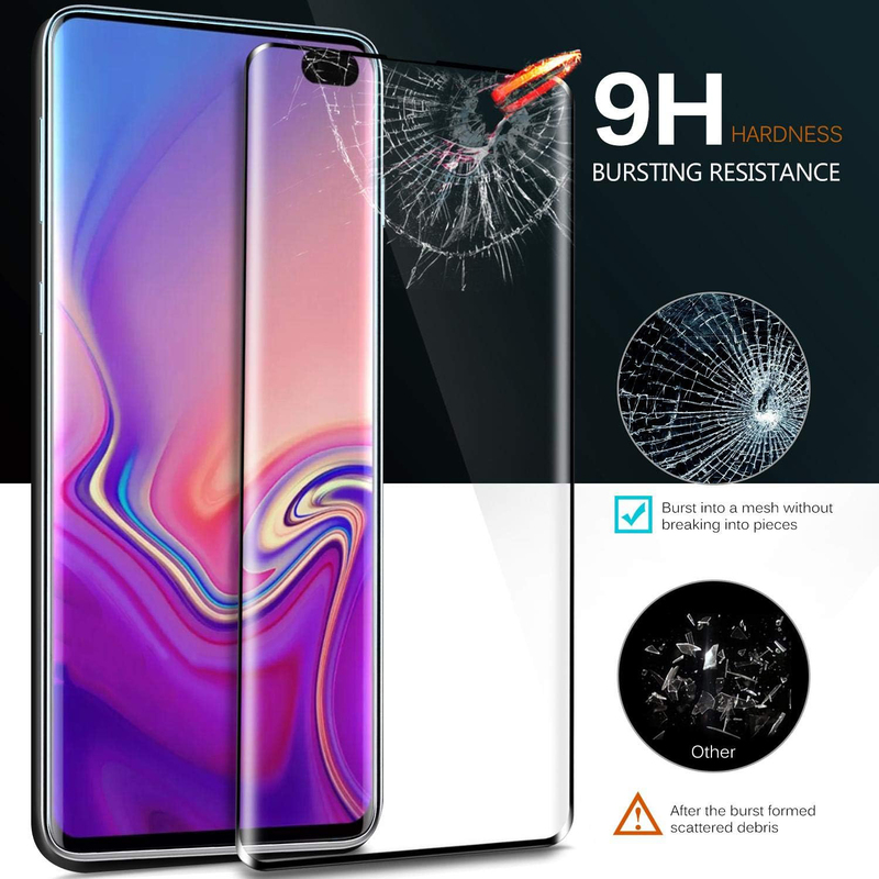 Kugi Samsung Galaxy S10 Plus Tempered Glass Screen Protector, Black