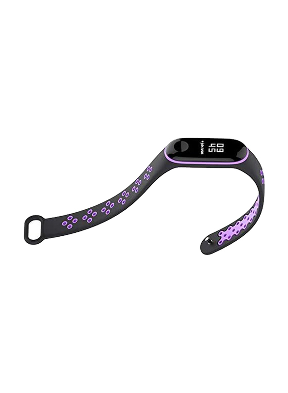 Mijoas Silicone Wristband Strap for Xiaomi Mi Band 3, Purple/Black