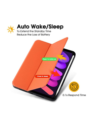 X-Level Apple iPad Mini 6 (6th Gen) 2021 8.3-Inch PU Leather Full Protective Shockproof Cover with Soft TPU Back and Auto Sleep/Wake with Pencil Holder, Orange