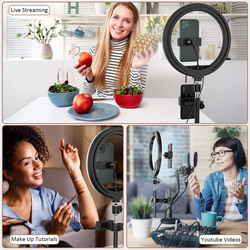 10-inch Perfect Selfie LED Ring Light with Stand and Phone Holder, Black/White