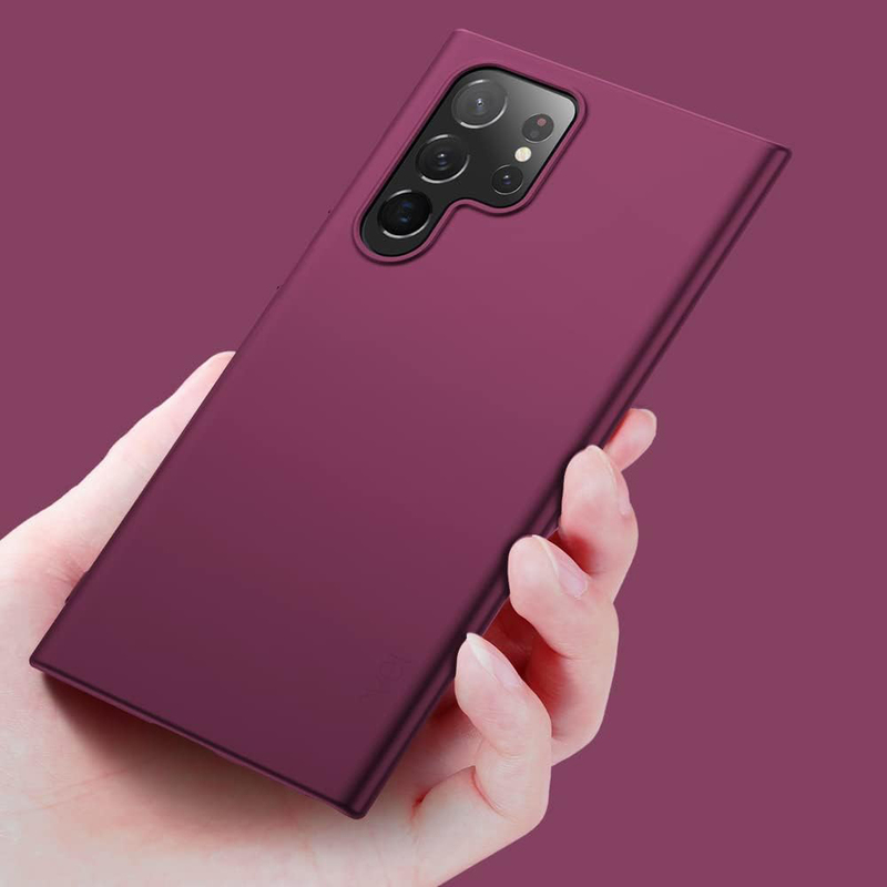 X-Level Samsung Galaxy S22 Ultra Slim Fit Soft TPU Ultra-Thin Guardian Series Light Protective Matte Finish Coating Mobile Phone Case Cover, Wine Red