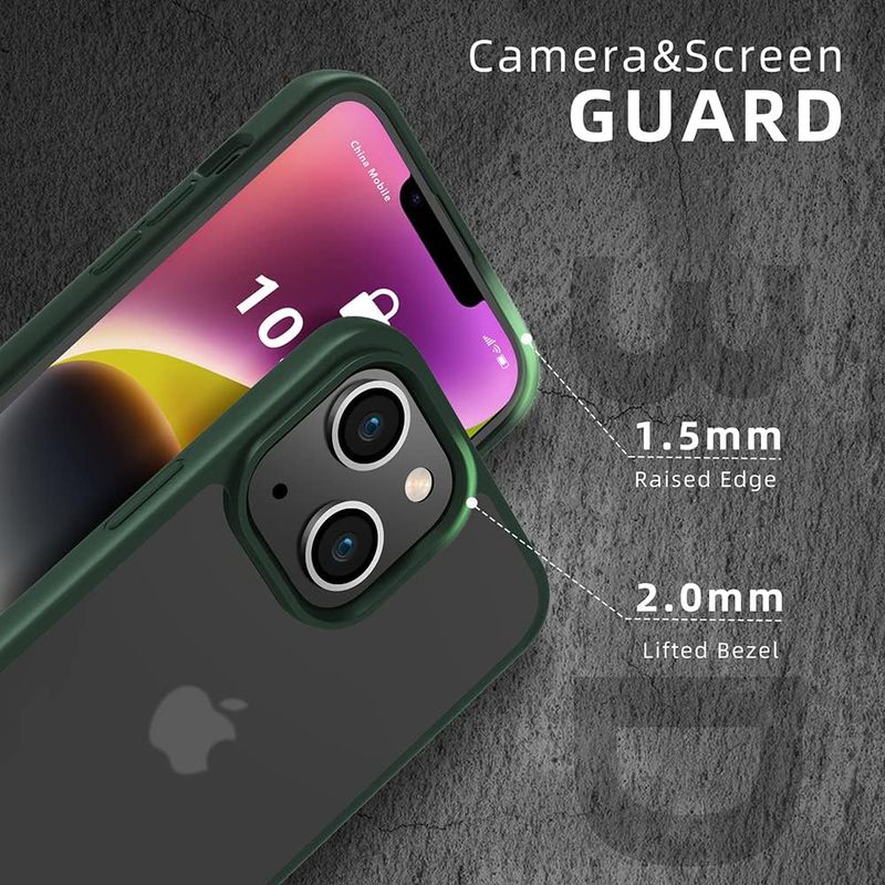 X-Level Apple iPhone 14 Plus 6.7-inch Translucent Matte Hard PC Back with Soft TPU Bumper Shockproof Slim Fit Military Grade Drop Protection Mobile Phone Case Cover, Green