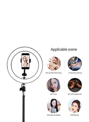 10-Inch Selfie Ring Light with 210CM Tripod Stand Including Phone Holder Ring Light for iPhone, Android, Black