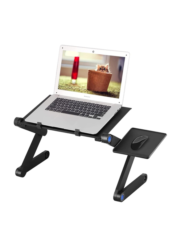 Adjustable Folding Desk Riser with Mouse Pad, Black