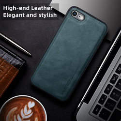 X-Level Apple iPhone SE Premium PU Leather Soft TPU Bumper Shockproof Protective Mobile Phone Case Cover, Midnight Green