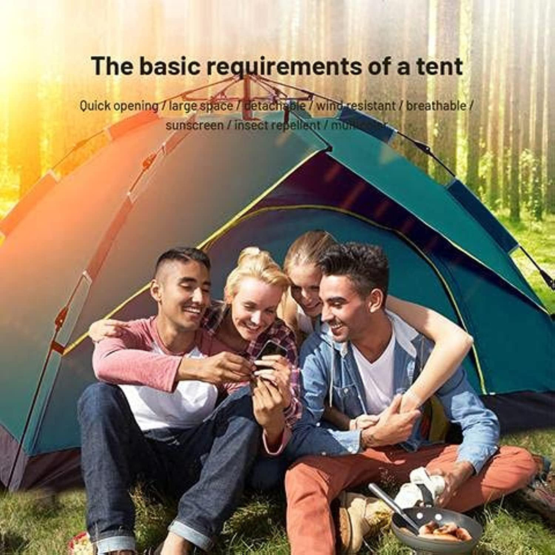 Double Layer Portable Outdoor Camping Tent, 4 Person, Green