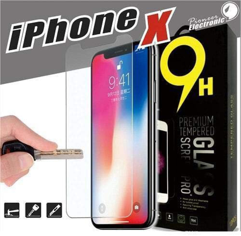 9H Apple iPhone X Premium Tempered Glass Screen Protectors, Clear