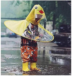 Cute Cartoon Duck Rain Coat Children Umbrella Hat Magical Hands Free Raincoat, Yellow