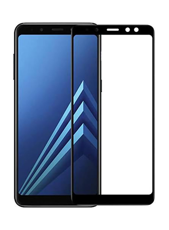 9H Samsung Galaxy A8 Plus 2018 3D Curved Tempered Glass Full Screen Coverage Protector, Black/Clear