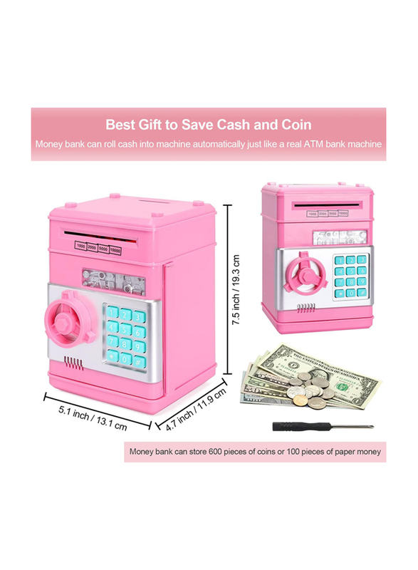 Acalu Mini ATM Auto Scroll Paper Coin Bank Money Saving Box with Password Cashes & Coins Saving Box for Kids Gifts Toys, Ages 3+