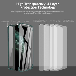 Apple iPhone 11 Pro Max Full Body Design Flip Mobile Phone Case Cover with Front and Back Full Screen Coverage Tempered Glass and Support Wireless Charging, Green