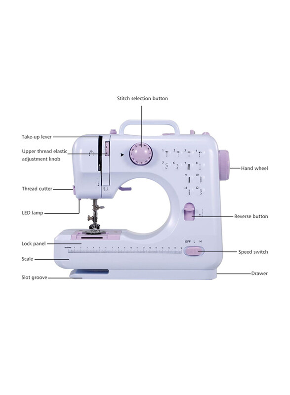 Portable Electric Household Sewing Machine, White