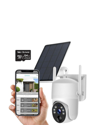 2K Solar Security Camera with AI Motion Detection & Siren, White