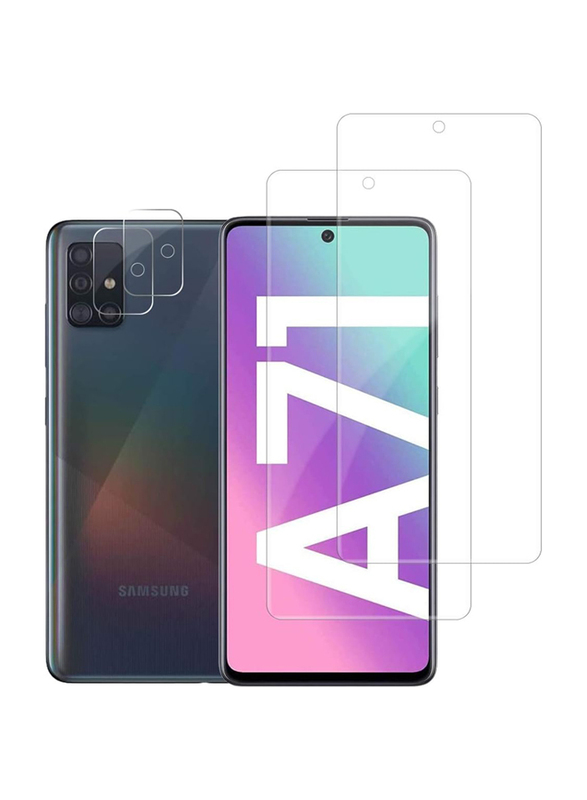 YEBF Samsung Galaxy A71 HD Clear Tempered Glass Screen Protector + Camera Lens Protectors 2 + 2 Pack, Clear