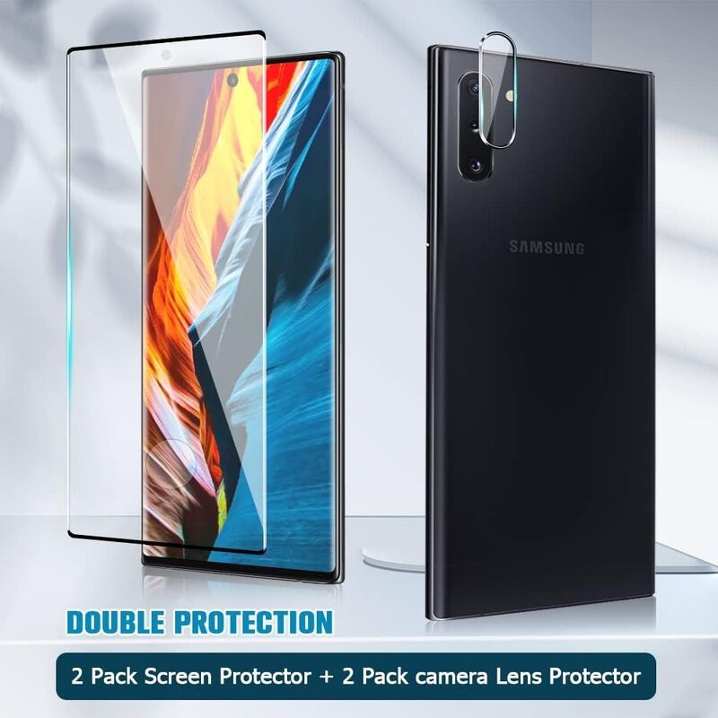 6.9-inch Samsung Galaxy S20 Ultra 5g Scratch Resistant 9H Hardness Fingerprint Unlock Ultra HD 2 x Tempered Glass Screen Protector + 2 x Camera Lens Protector, Clear