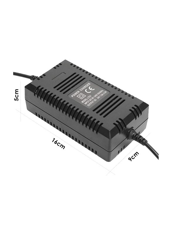 24V 2A Power Charger with Three Port Inline Female Connector for Scooter Power Supply Adapter, Black