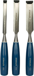 Stanley 3-Piece 5002 Steel Chisels Set with Handle Wood, 0-16-128, Blue/Silver