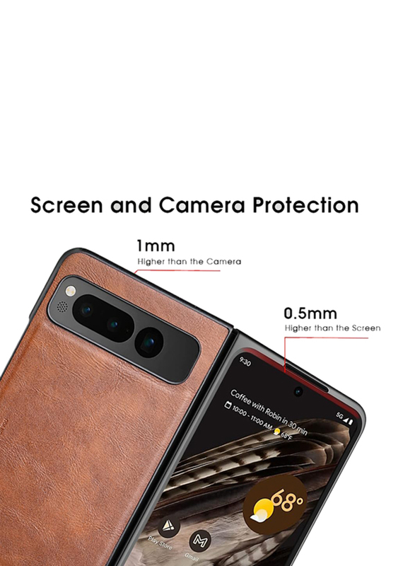 X-Level Google Pixel Fold 5g Leather Thin Slim Premium Shockproof Protection Mobile Phone Case Cover, Brown