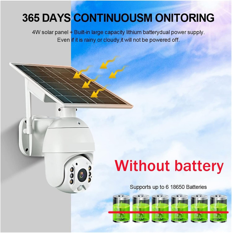 Wireless Outdoor Solar Security 4G Wifi 1080P Camera, White