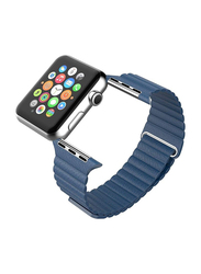 Ozone Magnetic Leather Wrist Loop Strap for Apple Watch 42mm, Midnight Blue