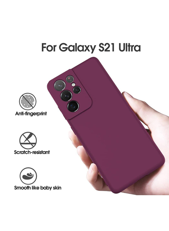 X-Level 6.8-inch Samsung Galaxy S21 Ultra (2021) Dynamic Series Ultra-Thin Soft Silicone Gel Rubber Shockproof Anti-Scratch Mobile Phone Case Cover with Microfiber Lining Cushion, Wine Red