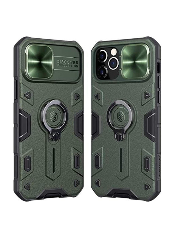 Nillkin Apple iPhone 12 Pro Max CamShield Armor Impact-Resistant Bumpers Protective Mobile Phone Case Cover with Ring Kickstand, Green