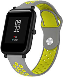 Remson Bip Silicone Sports Waterproof Strap Band for Amazfit Watch, RM-0203, Grey/Yellow