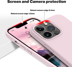 Otofly Apple iPhone 13 Pro Liquid Silicone Slim Protective Shockproof Anti-Scratch Microfiber Lining Mobile Phone Case Cover, Ice Pink