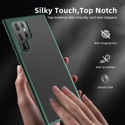 X-Level Samsung Galaxy S22 Ultra Military Grade Drop Protection Translucent Matte Hard PC Soft TPU Bumper Shockproof Slim Fit Mobile Phone Case Cover, Green