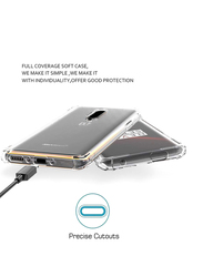 Osophter OnePlus 7T Pro Transparent Reinforced Corners TPU Shock-Absorption Flexible Mobile Phone Case Cover, Clear