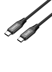 Budi 1.5-Meter Sync Power Delivery 100W 5A Fast Charging Aluminium Shell USB Type-C Cable, USB Type-C to USB Type-C for Smartphones/Tablets, Black